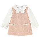 Younger Girls Pink Tweed Dress, 1, hi-res