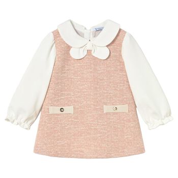 Younger Girls Pink Tweed Dress