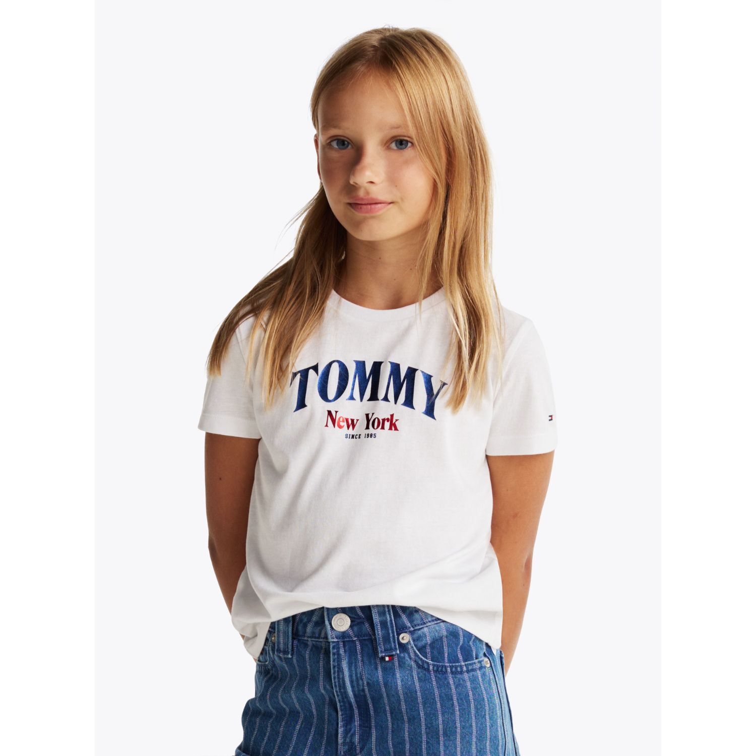 Girls White Logo T-Shirt, 2, hi-res