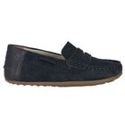 Boys Navy Blue Moccasins, 1, hi-res
