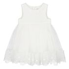 Younger Girls White Embroidered Tulle Dress, 1, hi-res