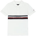 Boys White Logo Polo Shirt, 2, hi-res