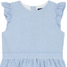 Girls White & Blue Striped Dress, 1, hi-res