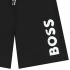 Boys Black Logo Swim Shorts, 1, hi-res