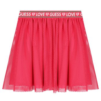 Girls Pink Logo Mesh Skirt