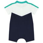 Baby Boys White & Navy Blue Logo Polo Romper, 2, hi-res