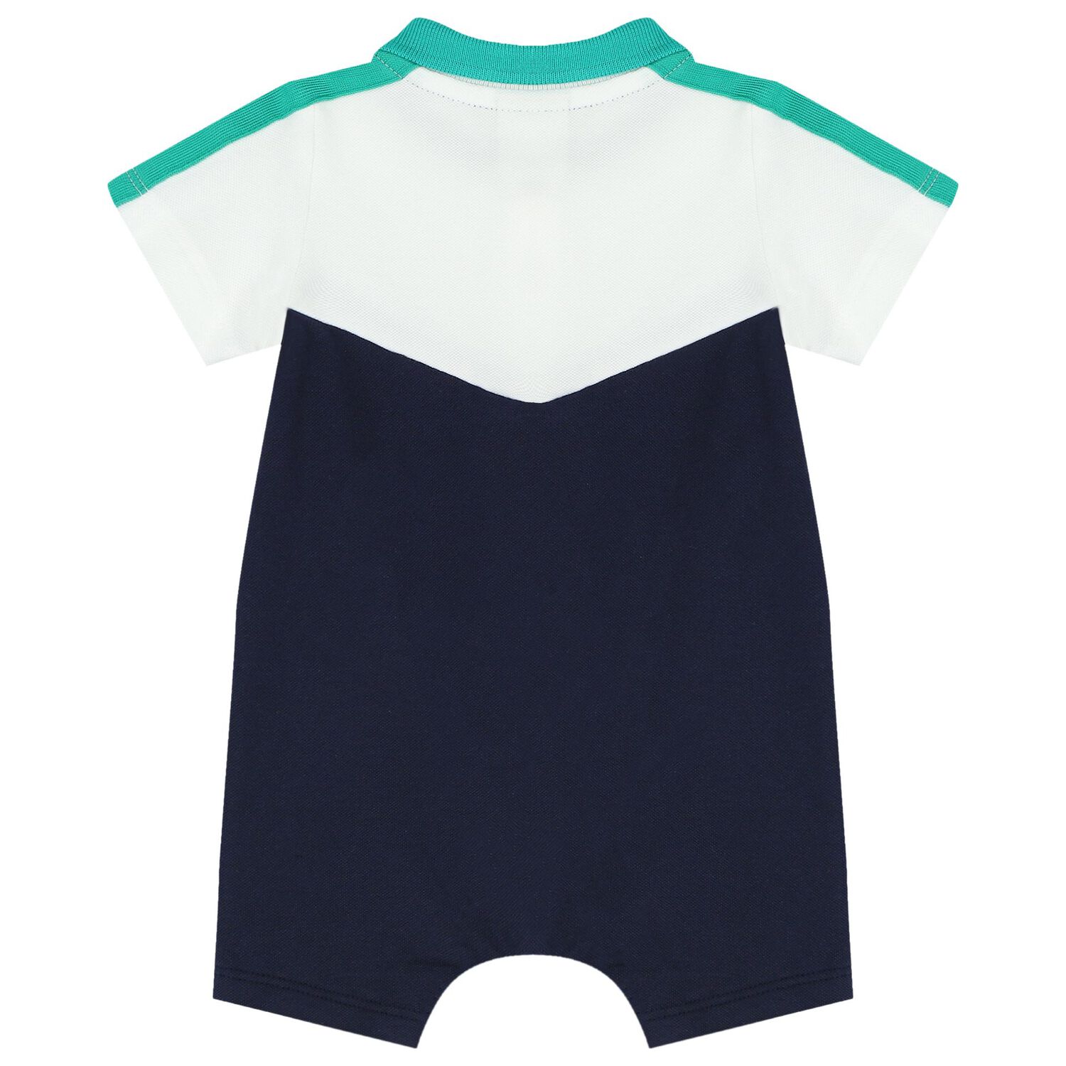 Baby Boys White & Navy Blue Logo Polo Romper, 2, hi-res
