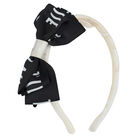 Girls Beige & Black Logo Headband, 1, hi-res