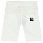 Younger Boys White Logo Shorts, 1, hi-res