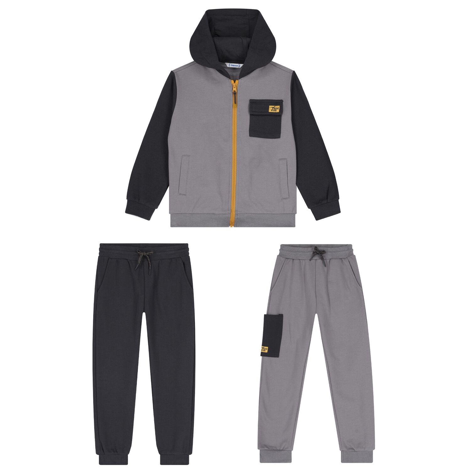 Boys Grey Tracksuit Set ( 3 Piece ), 2, hi-res