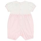 Baby Girls White & Pink Floral Romper, 1, hi-res