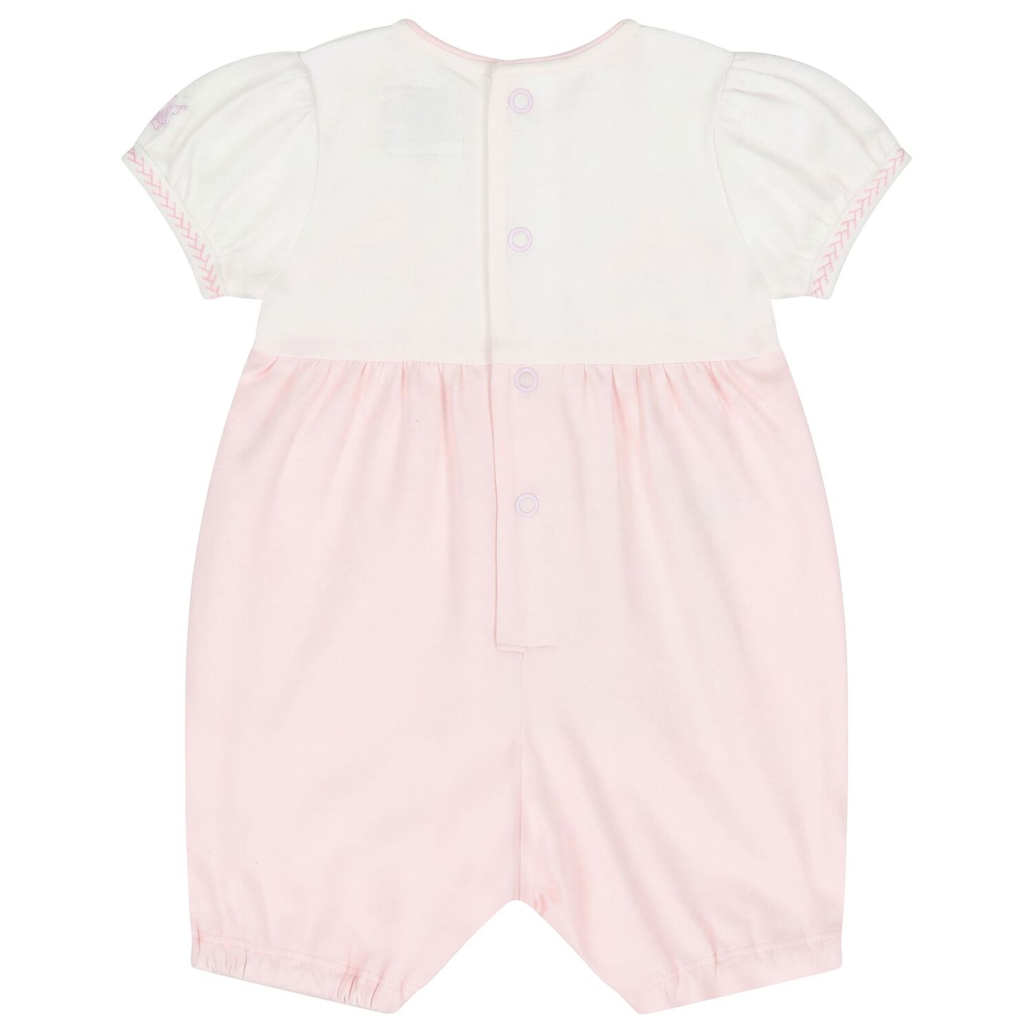 Baby Girls White & Pink Floral Romper, 1, hi-res