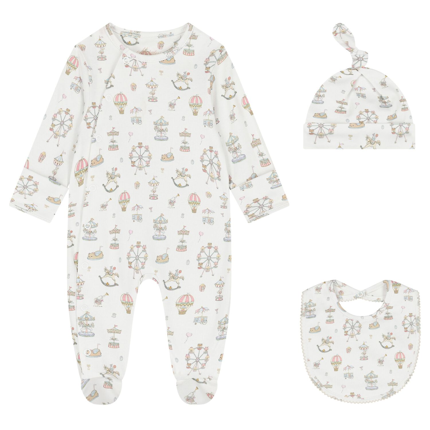 White Carousel & Hot Air Balloon Babygrow Gift Set, 1, hi-res