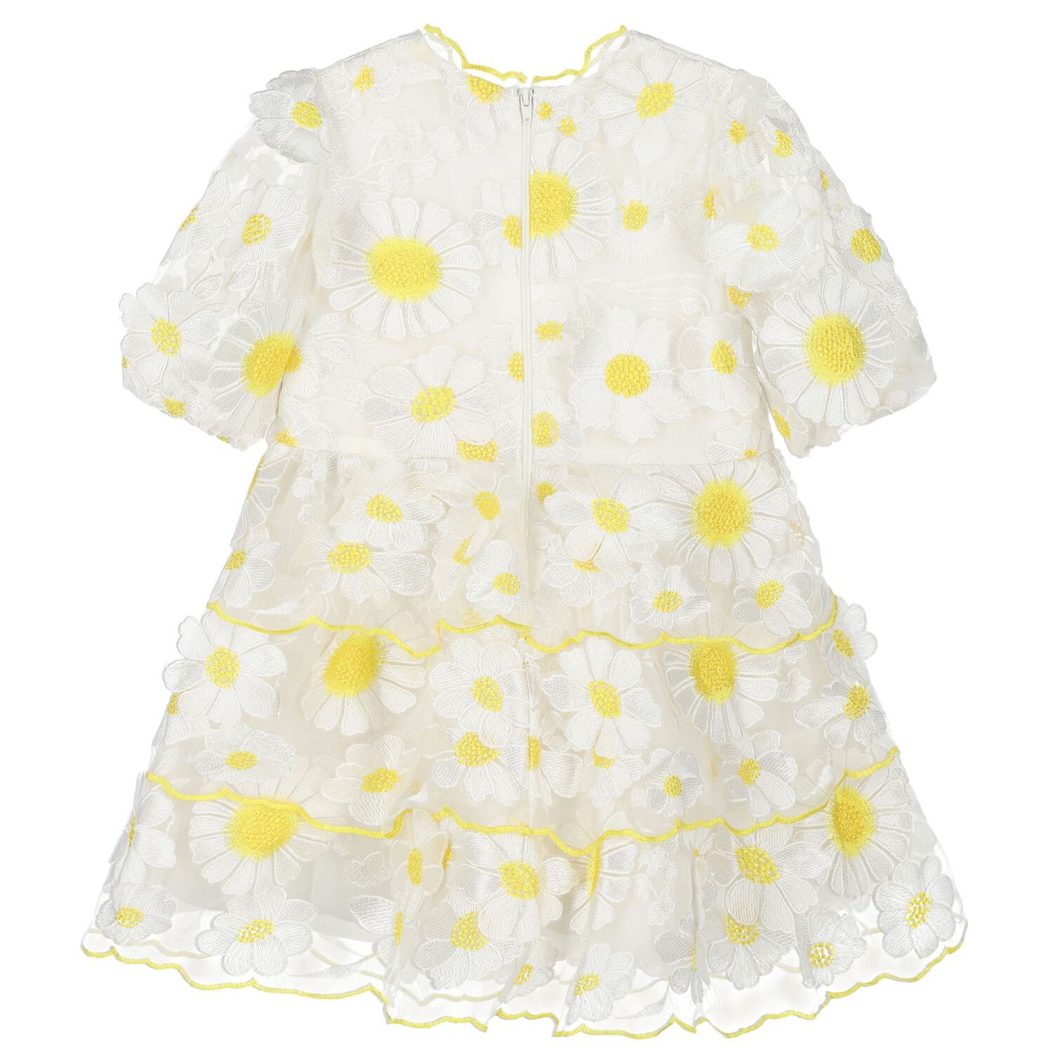 Girls Ivory & Yellow Floral Dress, 1, hi-res