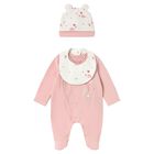 Baby Girls White & Pink Balloon Babygrow Gift Set, 3, hi-res