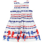 Girls White Bow Dress, 1, hi-res