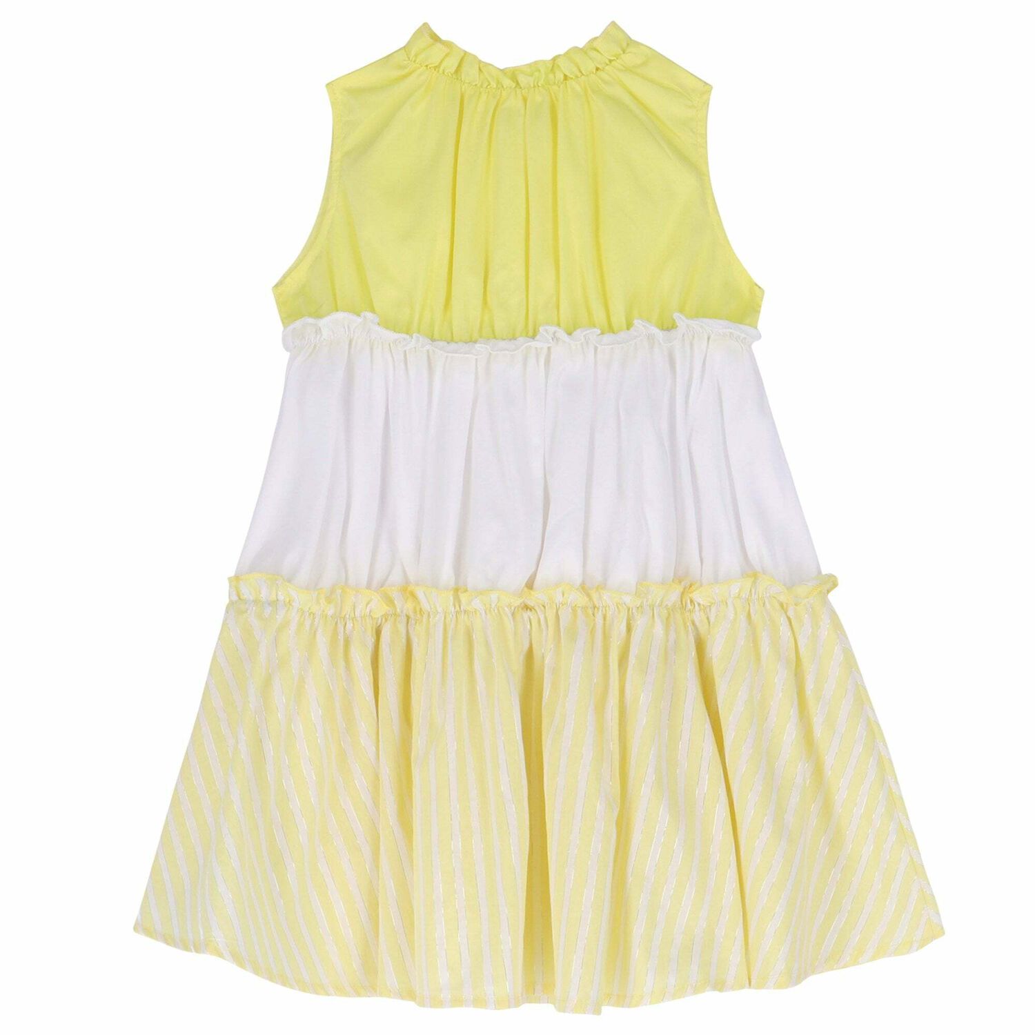 Girls White & Yellow Dress, 1, hi-res