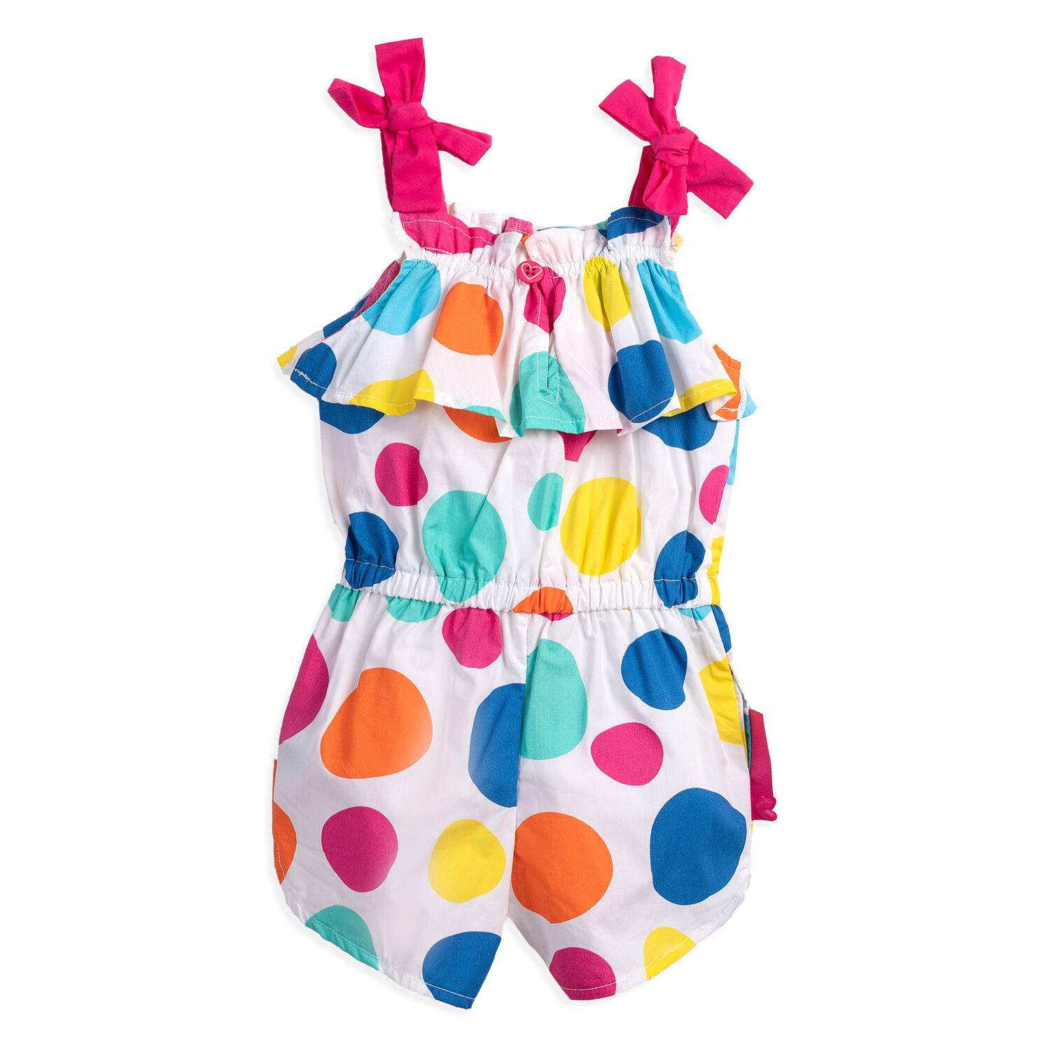 Baby Girls White Polka Dot Playsuit, 1, hi-res