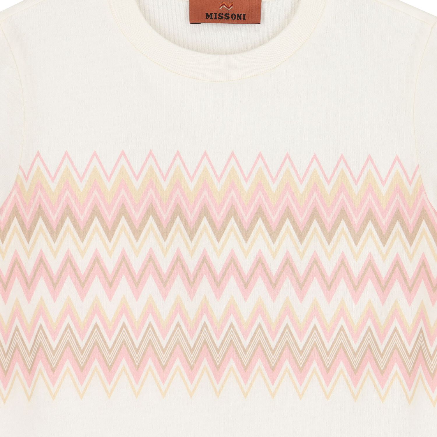 Girls Ivory Zig Zag Logo T-Shirt, 1, hi-res