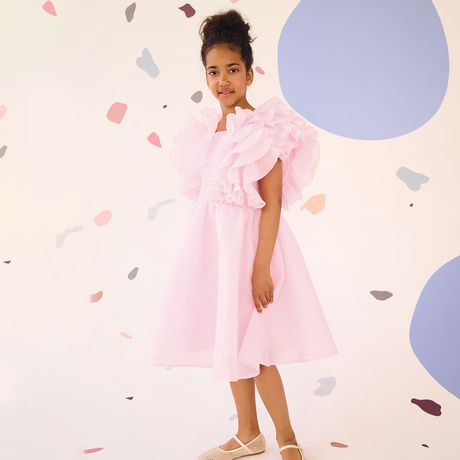 Girls Pink Ruffled Dress, 1, hi-res