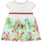 Younger Girls White & Pink Floral Dress, 1, hi-res