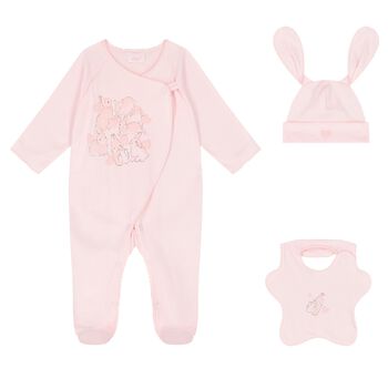 Baby Girls Pink Bunny Babygrow Gift Set