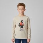 Boys Beige Wolf Long Sleeve Top, 1, hi-res