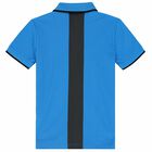 Boys Blue Logo Polo Shirt, 1, hi-res