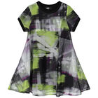 Girls Green, Black & Purple Mesh Logo 2 in 1 Dress, 1, hi-res
