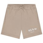 Boys Beige Logo Shorts, 3, hi-res