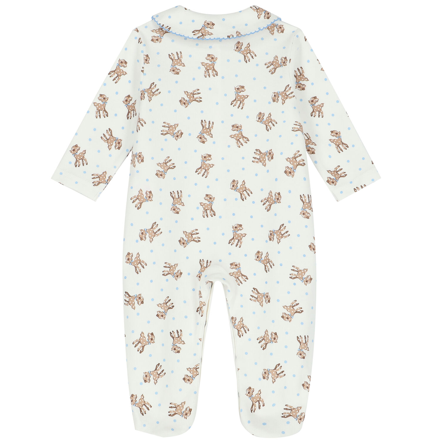 Baby Boys Ivory & Blue Fawn Babygrow, 2, hi-res