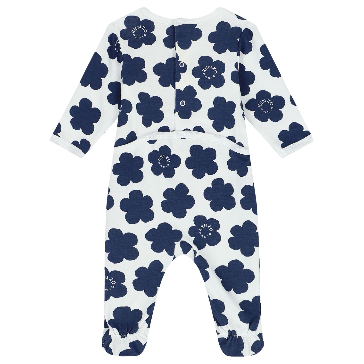White & Navy Boke Flower Babygrows ( 2 Pack ), 1, hi-res image number null
