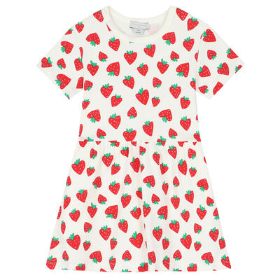 Girls Ivory Strawberry Dress