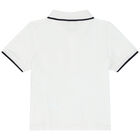 Younger Boys White Logo Polo Shirt, 1, hi-res