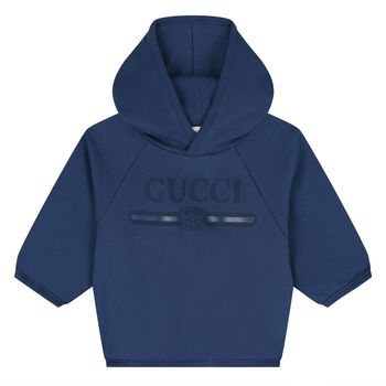 Boys Younger Blue Logo Hooded Top