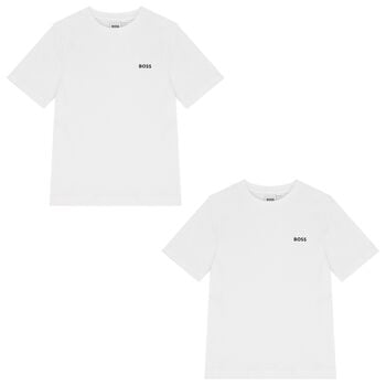 Boys White Logo T-Shirts (2 Pack)
