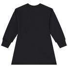 Girls Black Logo Dress, 1, hi-res