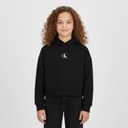 Girls Black Logo Hooded Top, 1, hi-res