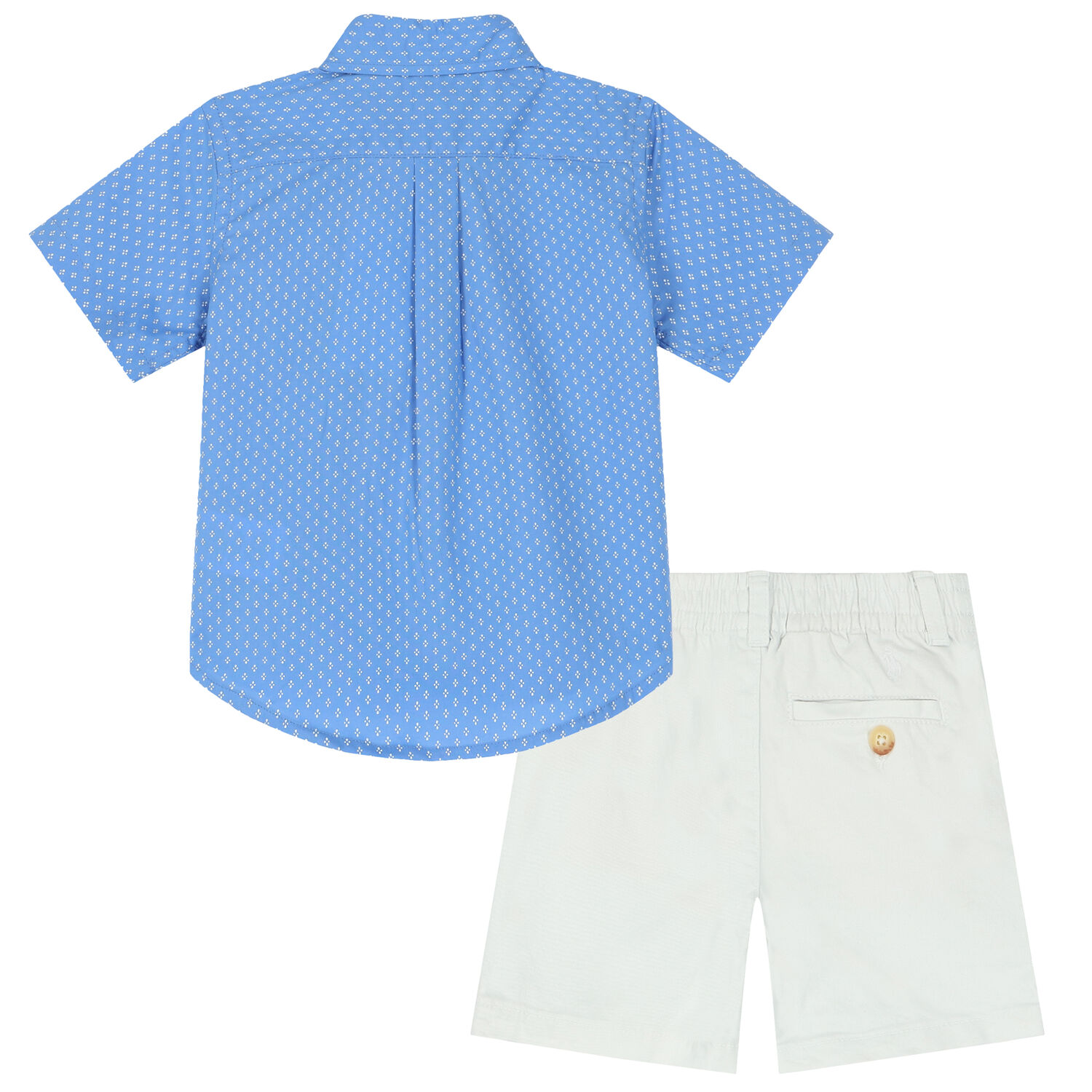 Baby Boys Blue & Ivory Logo Shorts Set, 1, hi-res