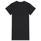 Girls Black Teddy Bear Logo Dress, 2, hi-res