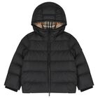 Black Logo Padded Puffer Jacket, 1, hi-res