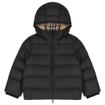 Black Logo Padded Puffer Jacket