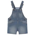 Younger Boys Blue Denim Dungaree, 1, hi-res