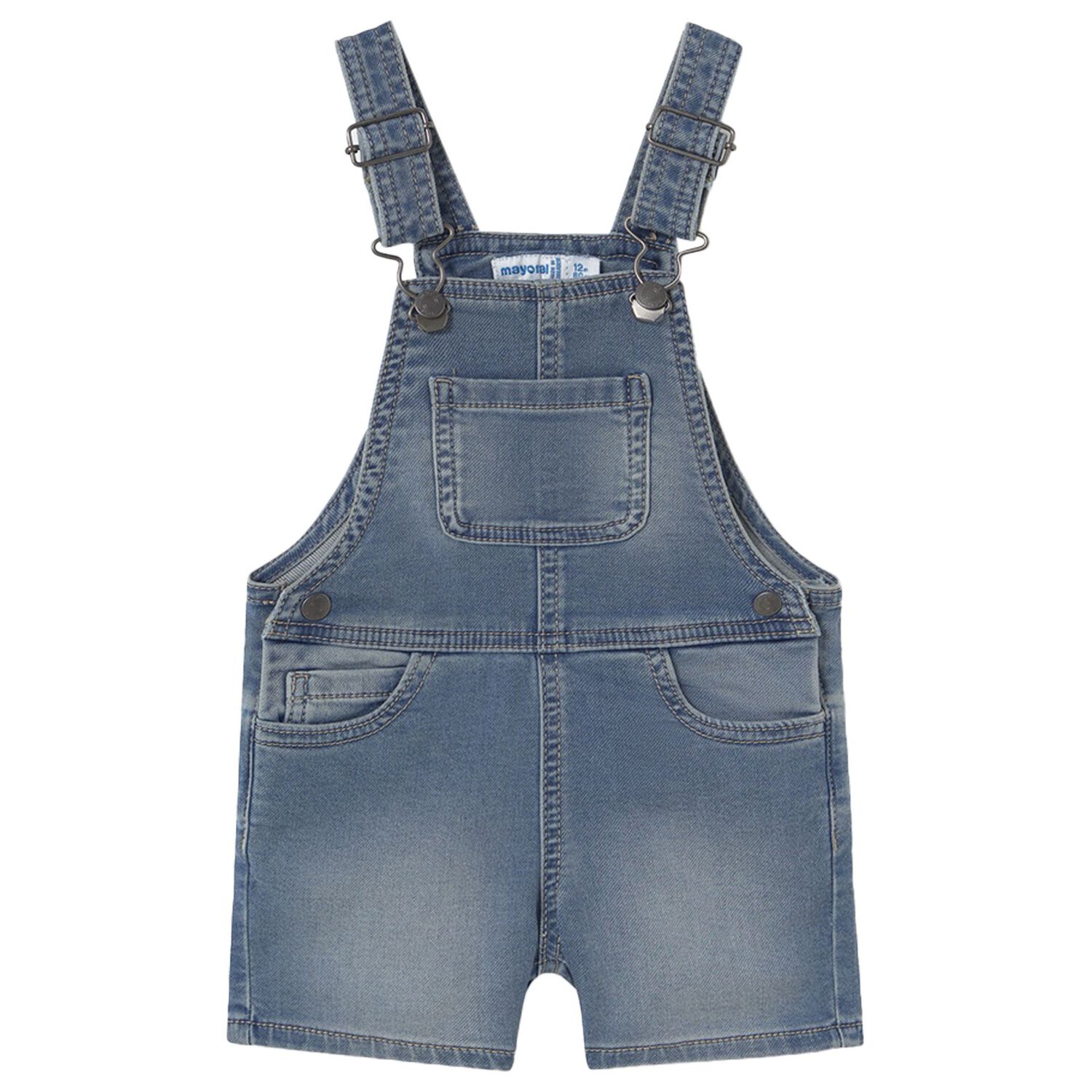 Younger Boys Blue Denim Dungaree, 1, hi-res