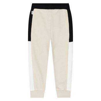 Younger Boys Beige Logo Joggers