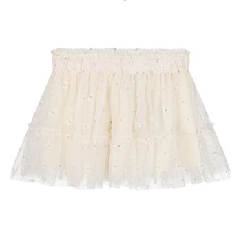 Younger Girls Ivory Bow Tulle Skirt