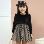 Girls Black Velvet & Tulle Dress, 1, hi-res