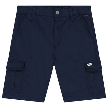 Boys Navy Blue Logo Shorts