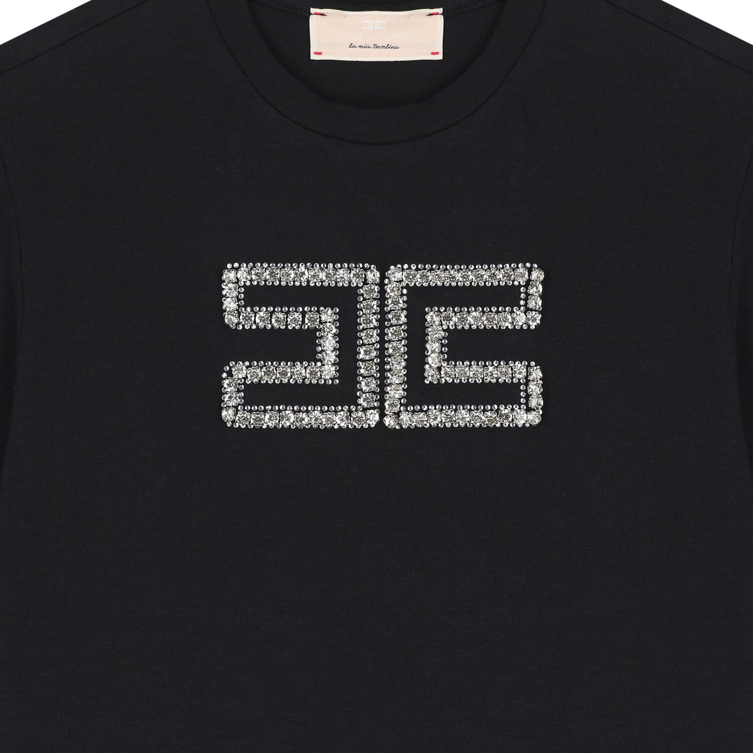 Girls Black Embellished Logo T-Shirt, 1, hi-res