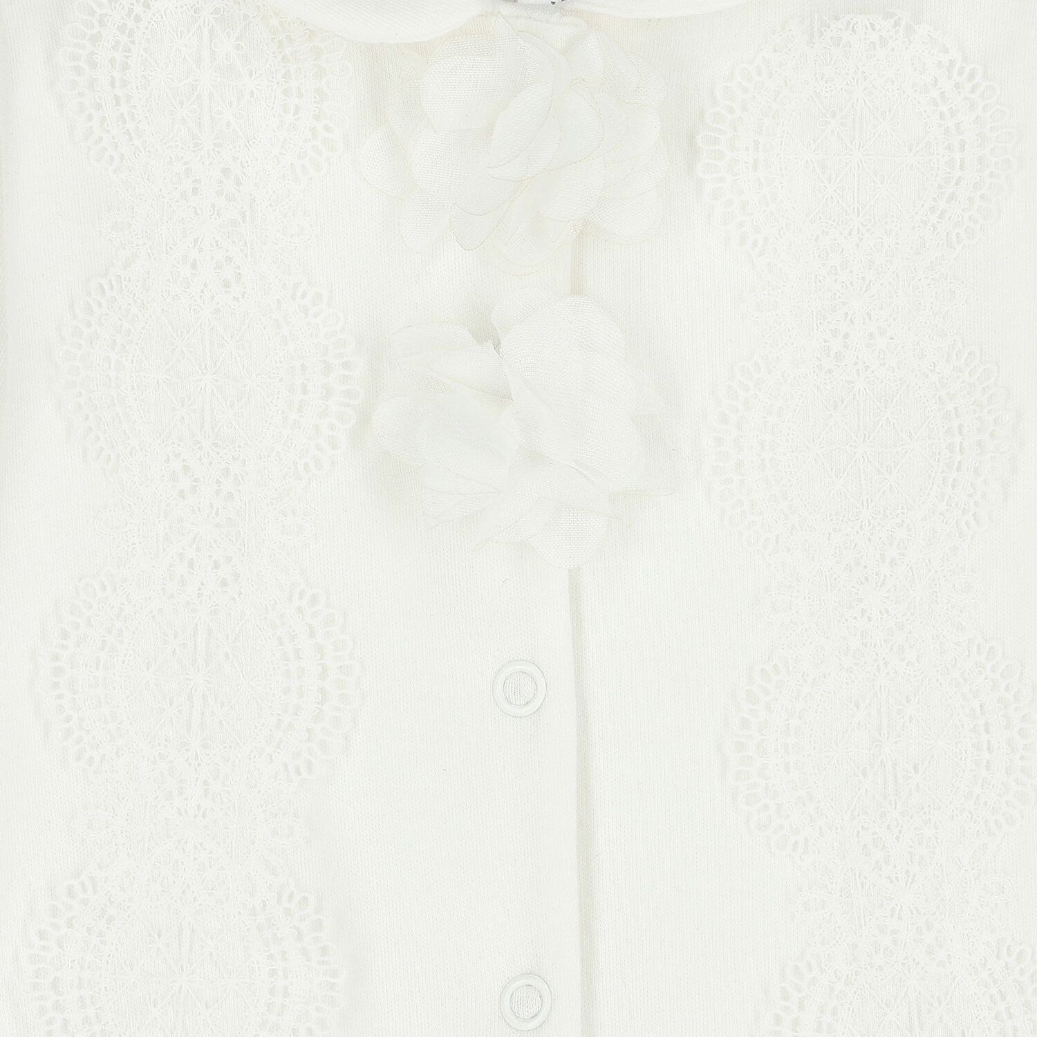 Baby Girls Ivory Lace & Flower Babygrow, 1, hi-res